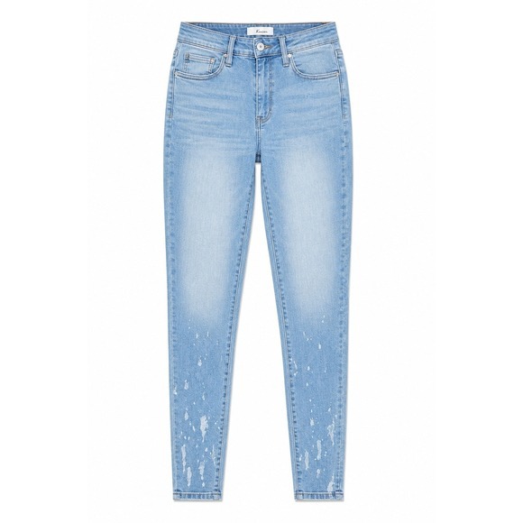KanCan Denim - KanCan High Rise Skinny Jeans Light Wash Paint Splatter Distressed Denim Size 27